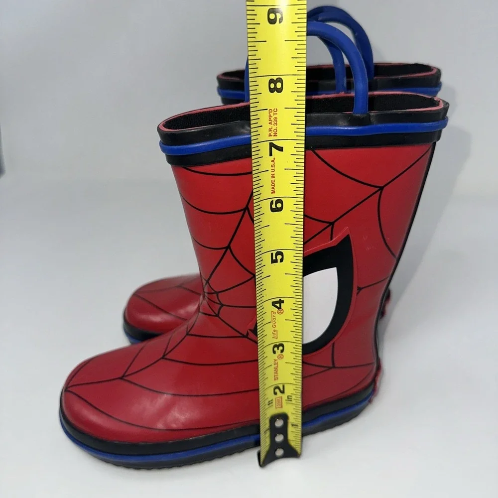 Marvel Spiderman Web Eyes‎ red Blue Rimmed Rain boots Kids Size 9/10